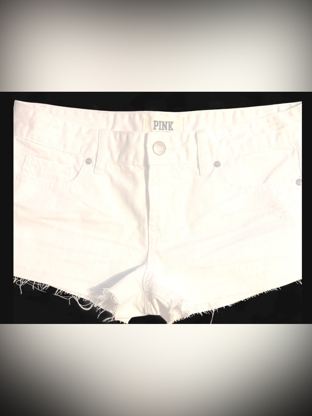 PINK Victoria's Secret White Frayed Hem Denim Shorts